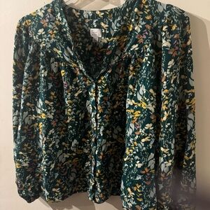 a new day Green and Yellow Floral Blouse
